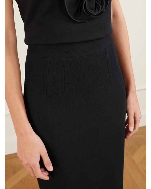 Dolce & Gabbana Black Textured-Wool Midi Skirt