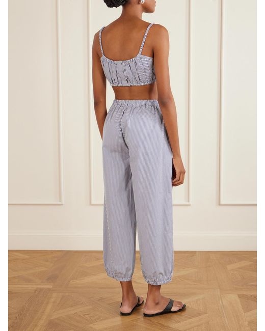Suzie Kondi Purple Striped Cotton-Poplin Balloon Pants
