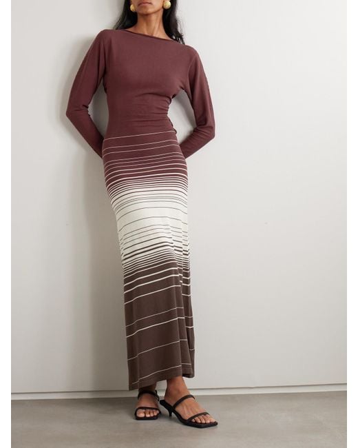 Faithfull The Brand Purple Idun Rückenfreies Maxikleid Aus Einer Baumwollmischung Mit Streifen Und Twist-Detail