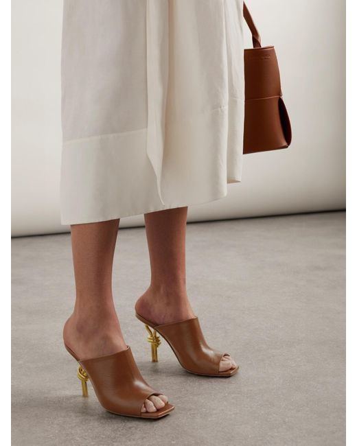 Bottega Veneta Brown Knot Leather Mules