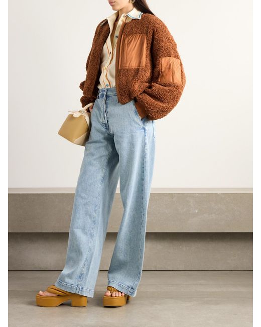 Ulla Johnson Brown Arlyn Shell-Trimmed Fleece Jacket