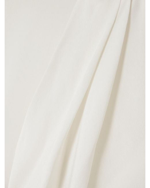 Victoria Beckham White Asymmetric Draped Silk Blouse