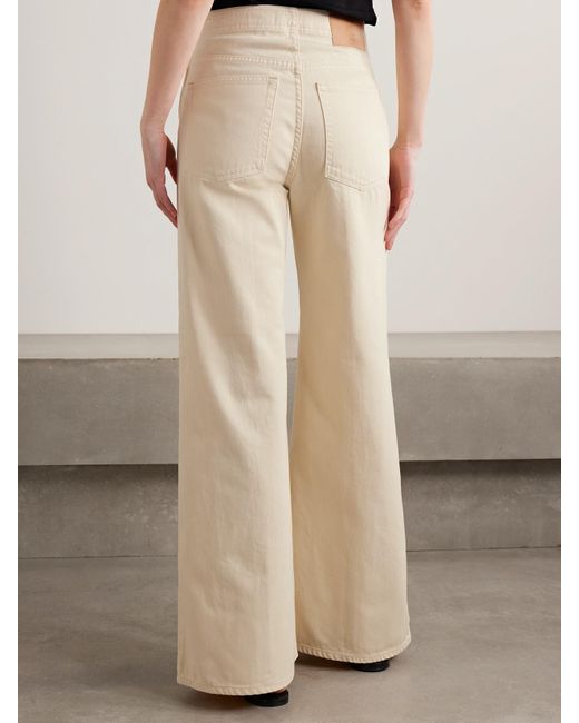 Ulla Johnson Natural The Bianca Paneled High-Rise Wide-Leg Jeans