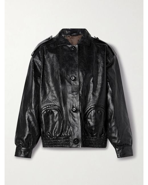 Blazé Milano Black Charlie Jacke Aus Leder Mit Schlangeneffekt