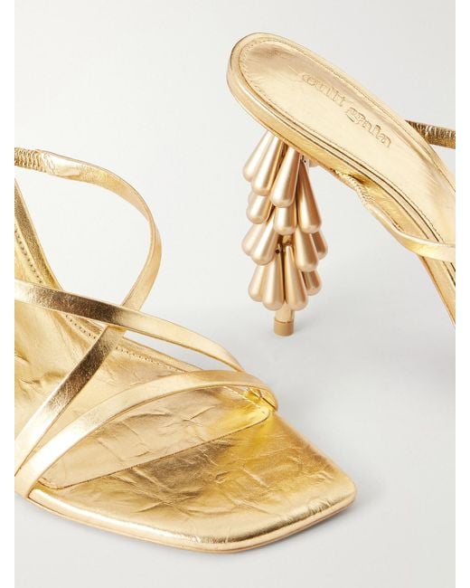 Cult Gaia Natural Sage 90 Embellished Leather Sandals