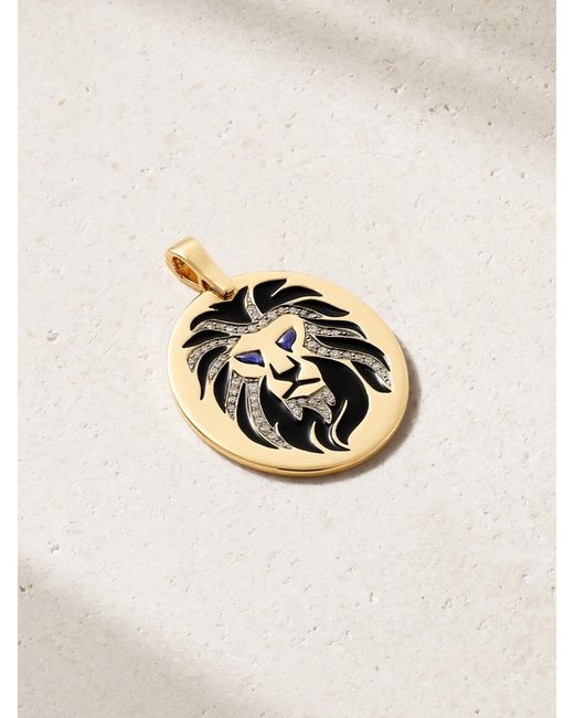 Diane Kordas Natural Lion 18-Karat, Diamond, Sapphire And Enamel Pendant