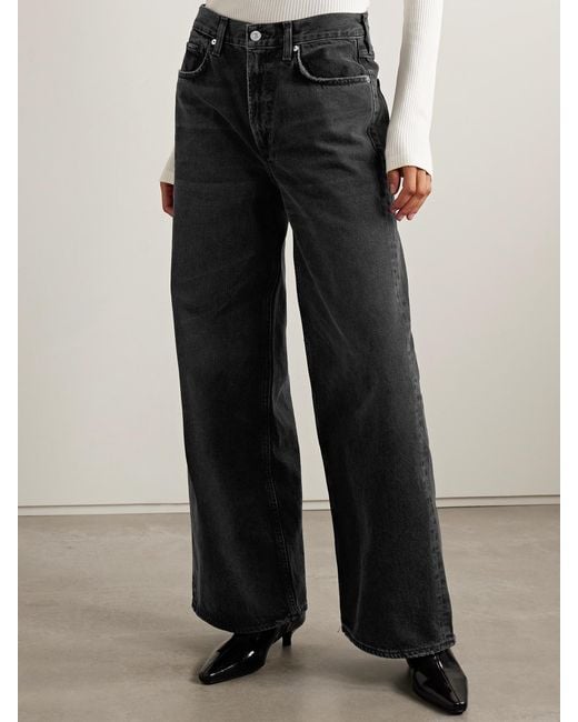 Citizens of Humanity Black Paloma Mid-Rise Wide-Leg Jeans