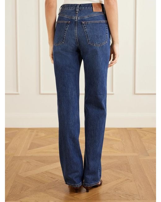 Totême  Blue Logo-Appliquéd Mid-Rise Straight-Leg Jeans