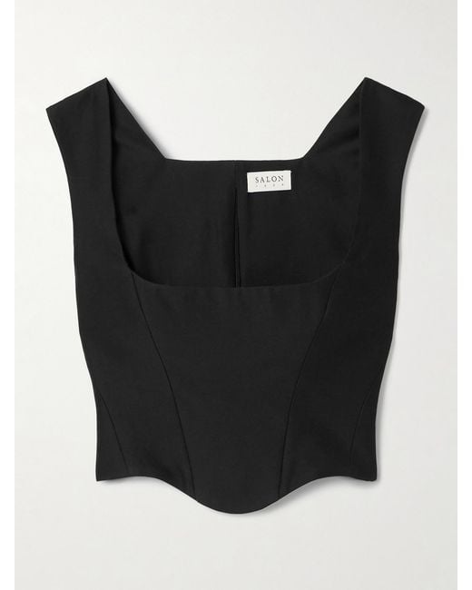 Salon 1884 Black Friuli Cropped Cotton And Silk-Blend Top