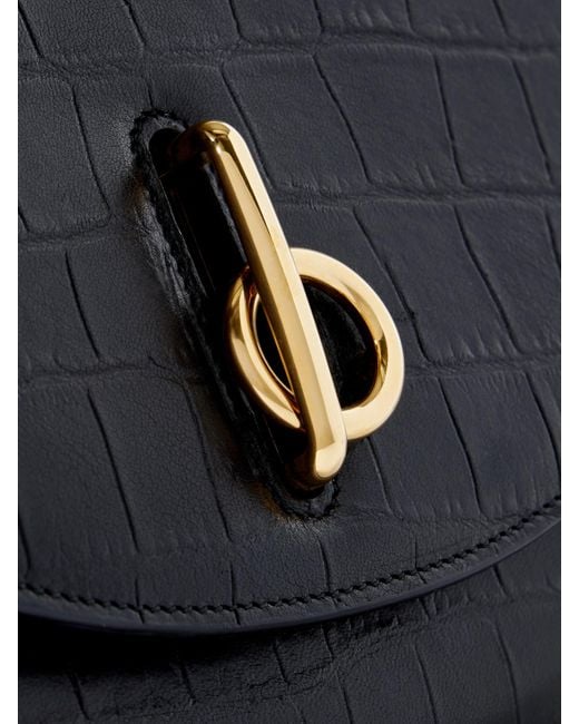 Burberry Black Croc-Effect Leather Shoulder Bag