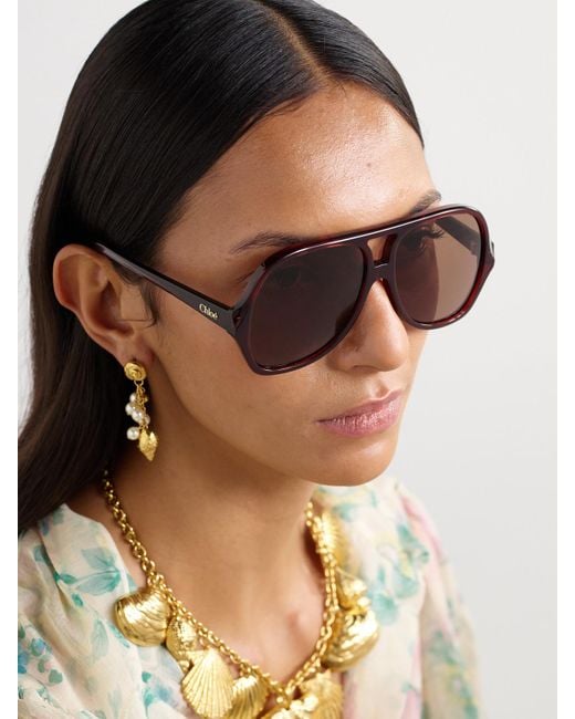 Chloé Brown Salomé Pilotensonnenbrille Aus Azetat