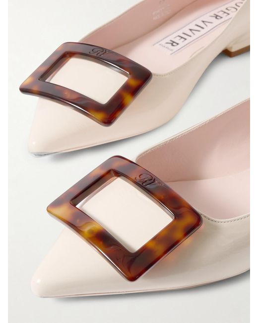 Roger Vivier Natural Gommettine Flache Schuhe Mit Spitzer Kappe Aus Lackleder