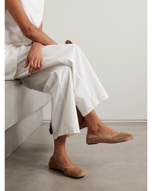 The Row White Ballerinas Aus Kalbshaar