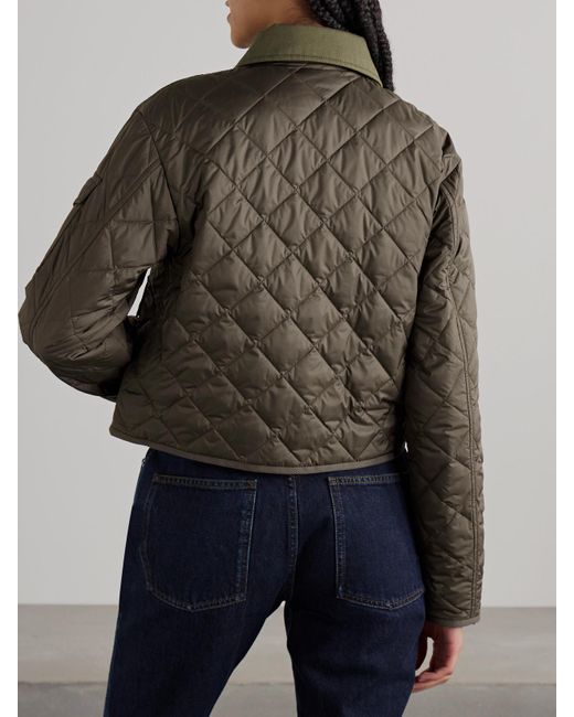 Moncler Brown Chitre Cropped Cotton-Canvas Trimmed Padded Quilted Shell Jacket
