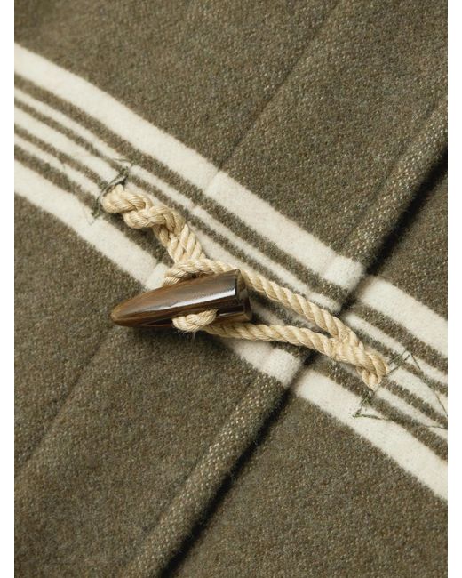 Burberry Natural Hooded Striped Wool And Cotton-Blend Coat
