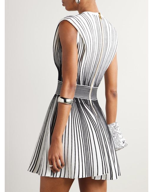 Balmain Black Striped Knitted Mini Dress