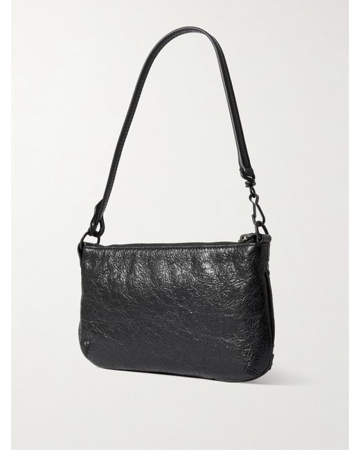 Balenciaga Black Le City Schultertasche Aus Strukturiertem Leder Mit Verzierungen