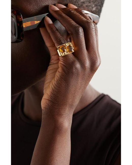 Fred Leighton Natural Retro 18-Karat Citrine Pinky Ring