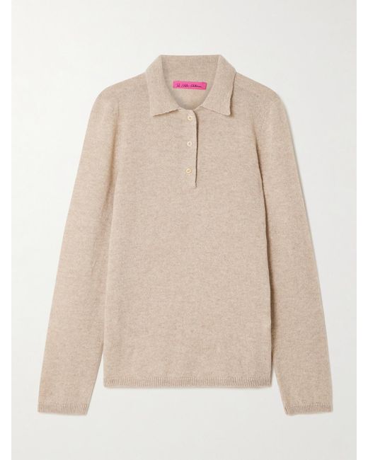 The Elder Statesman Natural Laurel Cashmere Polo Sweater