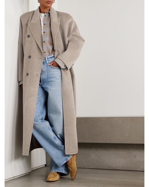 Frankie Shop Natural Gaia Oversized Double-Breasted Wool-Blend Coat