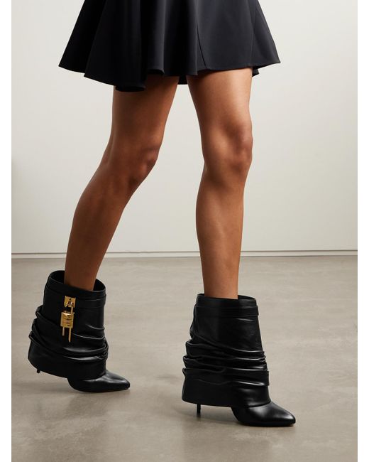 Givenchy Black Shark Lock Ankle Boots Aus Glanzleder Mit Verzierung