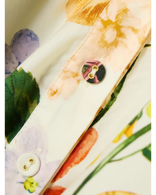 Cara Cara Metallic Asbury Cropped Tie-Front Floral-Print Cotton-Poplin Shirt