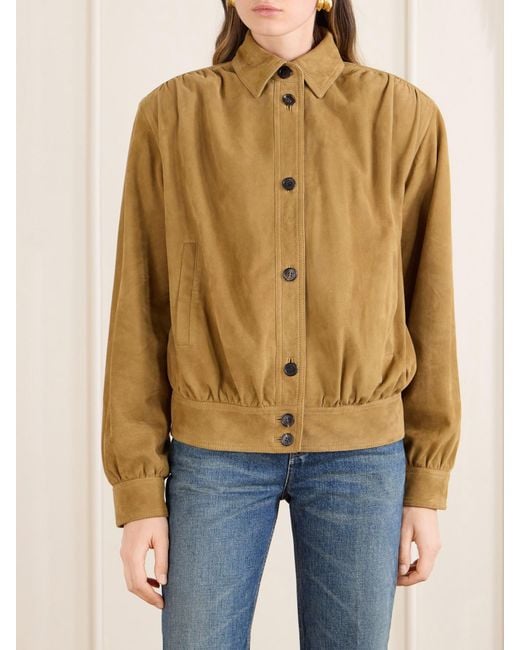 Saint Laurent Brown Suede Blouson Jacket