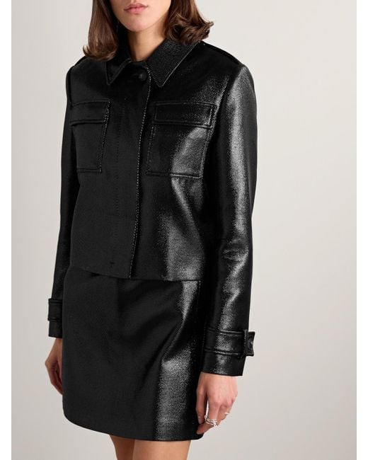 Veronica de Piante Black Frankie Wool-Blend Twill Jacket