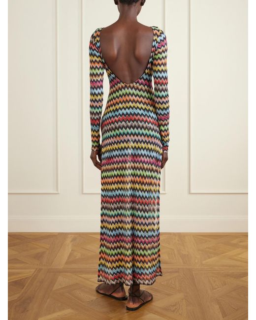 Missoni White Striped Metallic Crochet-Knit Cover-Up