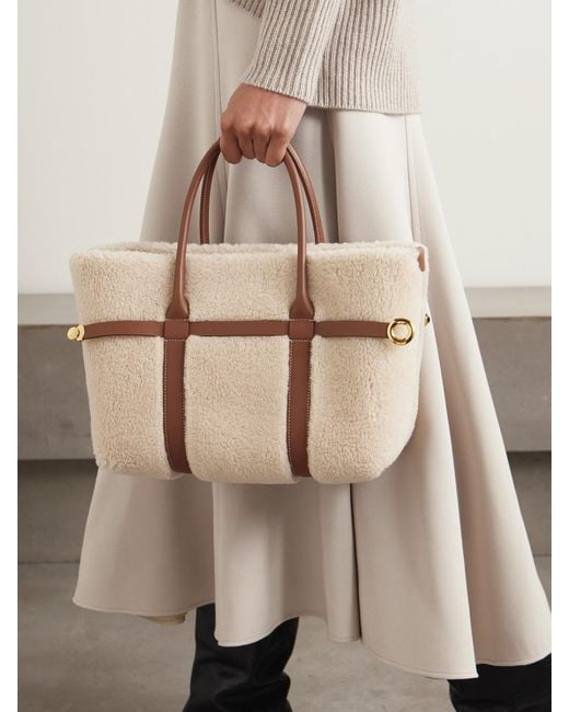 Loro Piana Natural Ghiera Small Leather-Trimmed Cashmere And Silk-Blend Fleece Tote