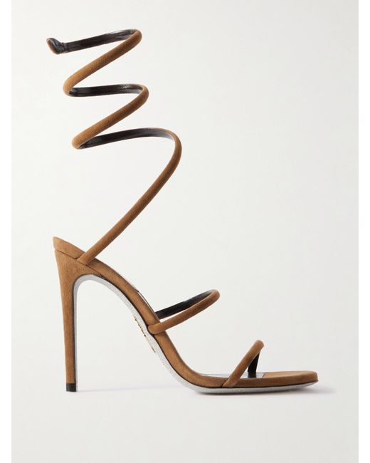 Rene Caovilla Brown Cleo Suede Sandals