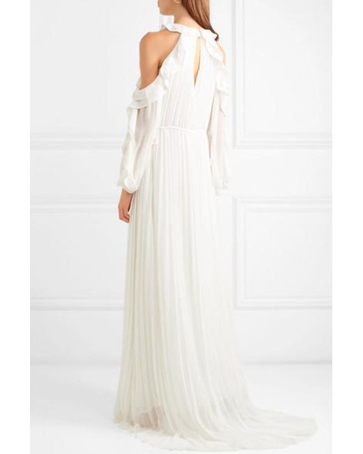 cold shoulder chiffon gown