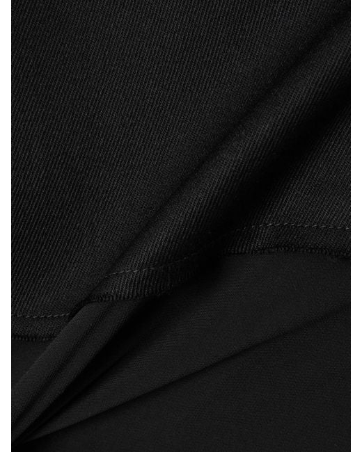 Proenza Schouler Black Aurora Cape-Effect Asymmetric Layered Twill-Trimmed Chiffon Blouse