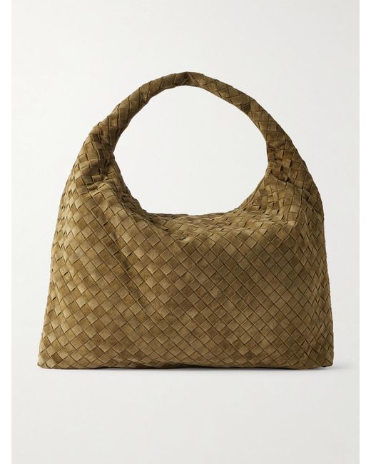 Bottega Veneta Metallic Hop Large Intrecciato Suede Tote