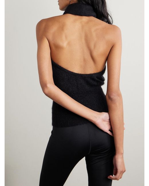 Magda Butrym Black Open-Back Mohair-Blend Turtleneck Tank