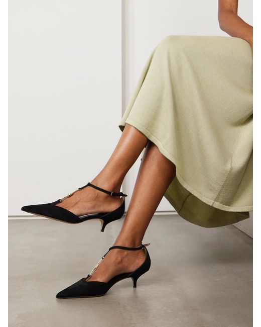 Ferragamo Black Traci Pumps Aus Veloursleder Mit Verzierung