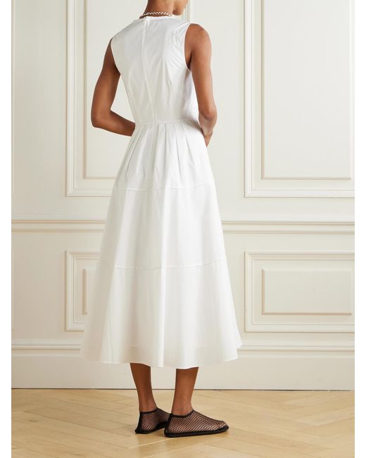 Proenza Schouler White Kailey Pleated Cotton-Blend Poplin Midi Dress