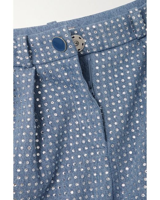 ROWEN ROSE Blue Crystal-Embellished Low-Rise Boyfriend Jeans