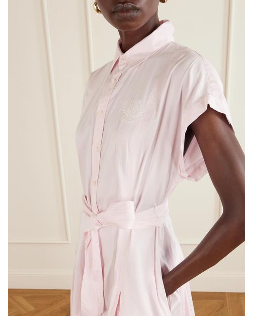 Polo Ralph Lauren Pink The Championship Wimbledon Belted Striped Cotton-Poplin Midi Dress