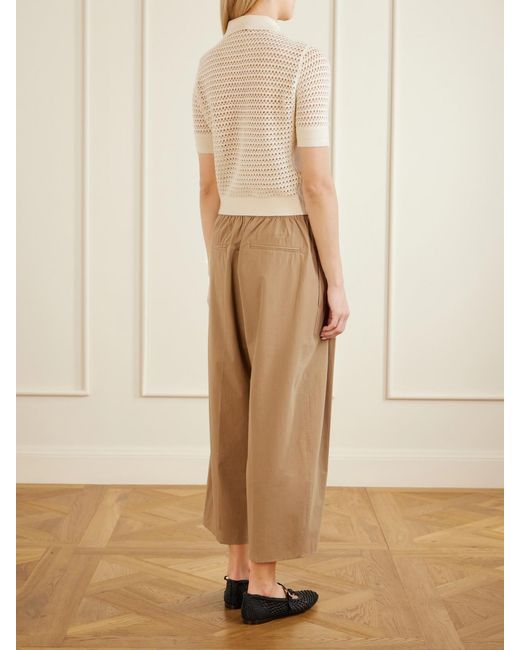 Maria McManus Natural Cashmere And Cotton-Blend Crocheted Polo Shirt
