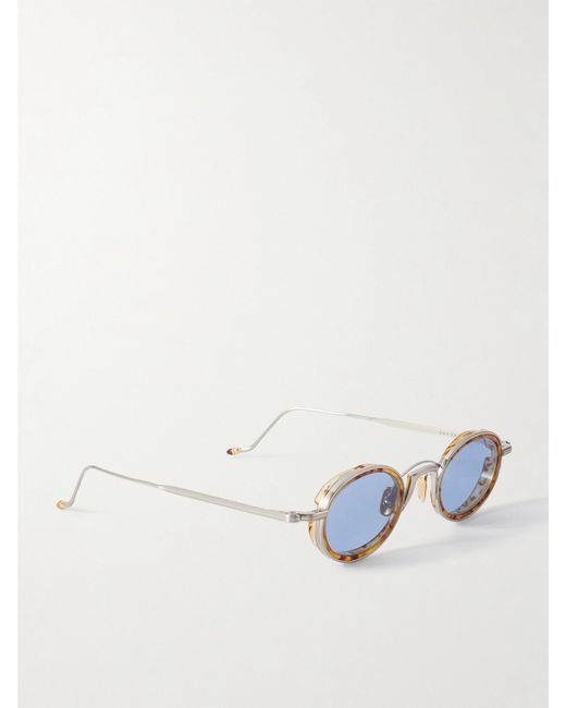 Jacques Marie Mage Blue Round-Frame Titanium And Acetate Sunglasses