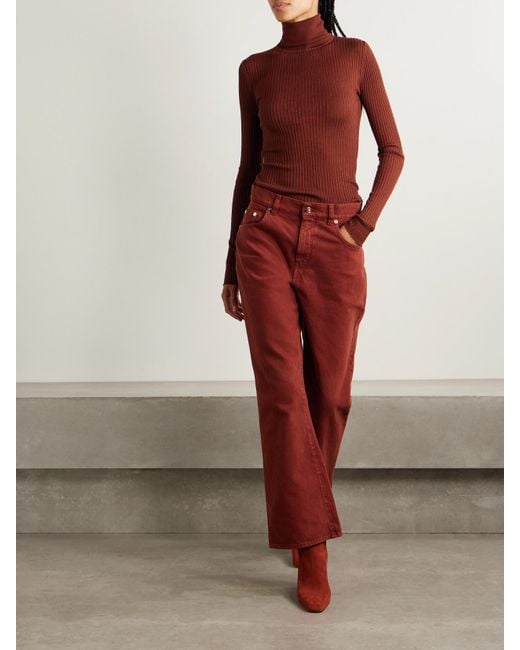 Gabriela Hearst Red Peppe Ribbed Cashmere And Silk-Blend Turtleneck Sweater
