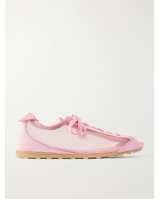 Jacquemus Pink Les Tennis Suede And Leather Trimmed Mesh Sneakers