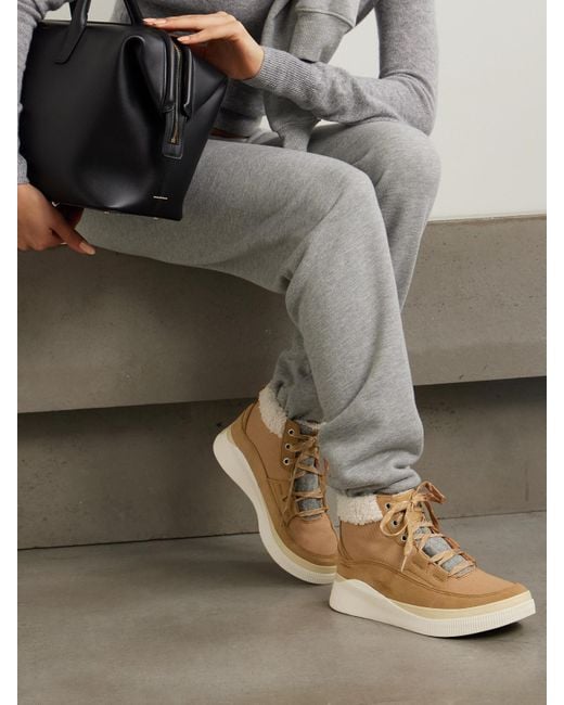 Sorel Natural Out 'N About Iv Schnürschuhe Aus Veloursleder Und Canvas Mit Besätzen Aus Filz Und Shearling-Imitat