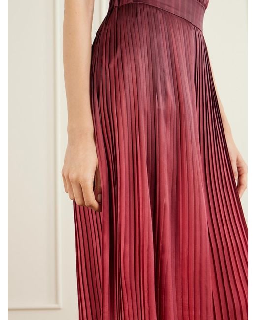 Dima Ayad Red Ombré Plissé-Taffeta Wide-Leg Pants