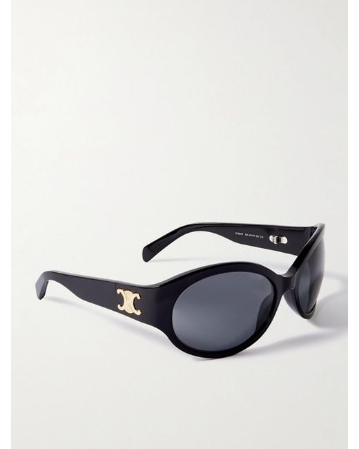Céline Black Triomphe Oversized Round-Frame Acetate Sunglasses