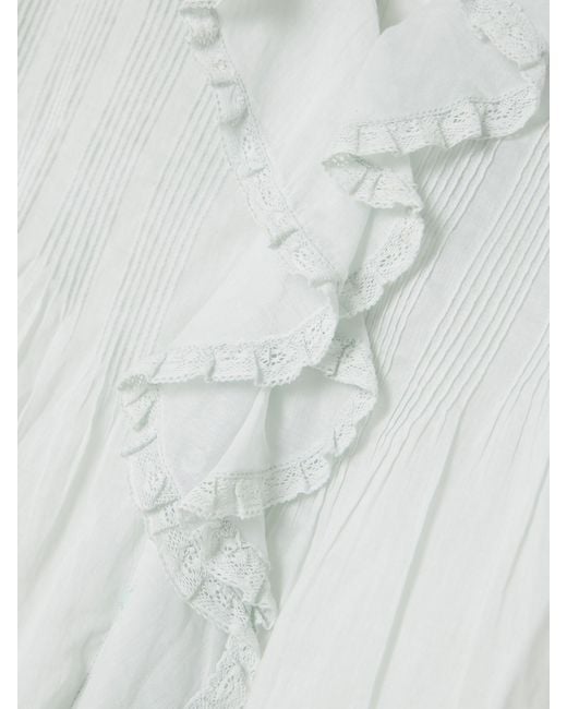Doen White Henri Ruffled Pintucked Organic Cotton-Voile Top