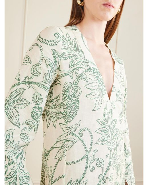 Lemlem White Theodora Printed Linen Maxi Dress