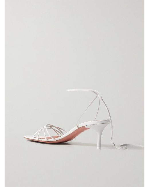 AMINA MUADDI White Lori Lace Up Leather Sandals