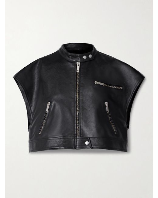 Halfboy Black Cropped Leather Vest